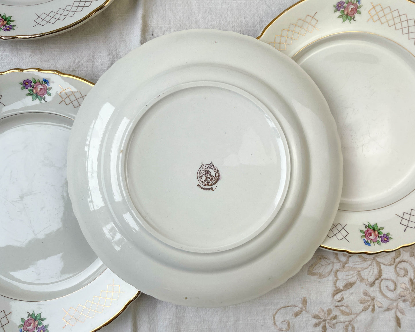 6 Assiettes plates en faïence fleurie MOULIN DES LOUPS modèle Cordoue