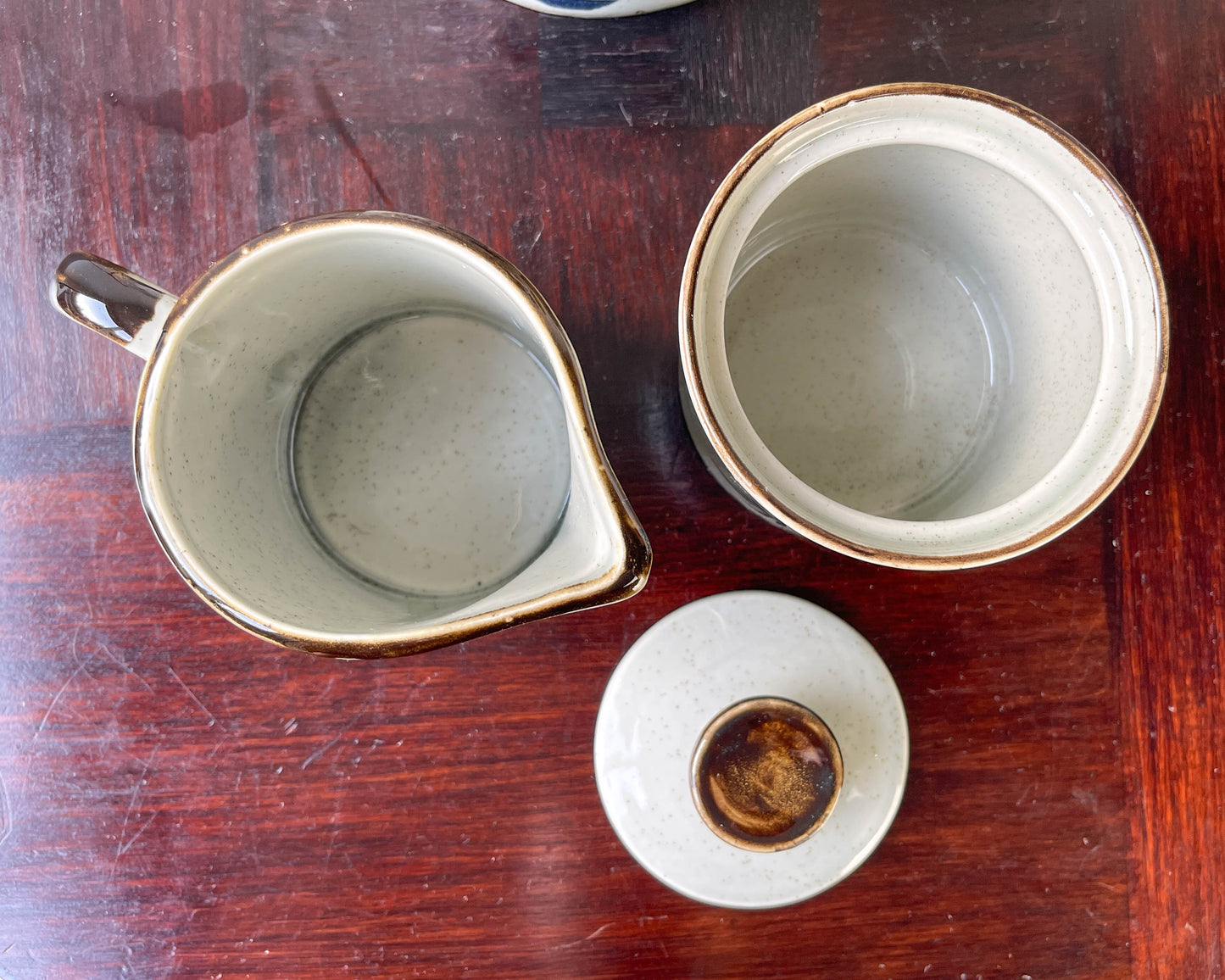 Japanese stoneware tea set with Blue Danube "Blue Onion" pattern