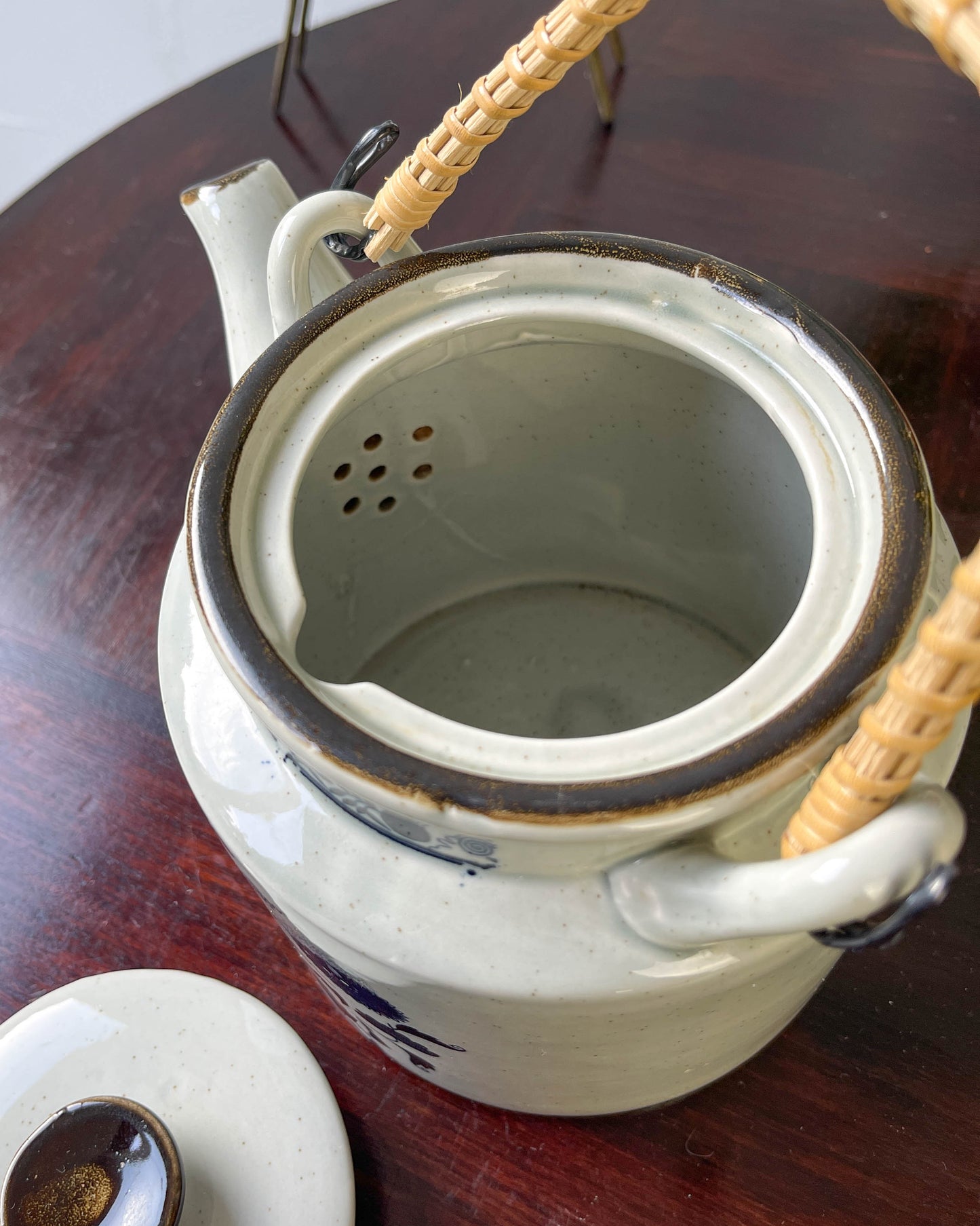 Japanese stoneware tea set with Blue Danube "Blue Onion" pattern