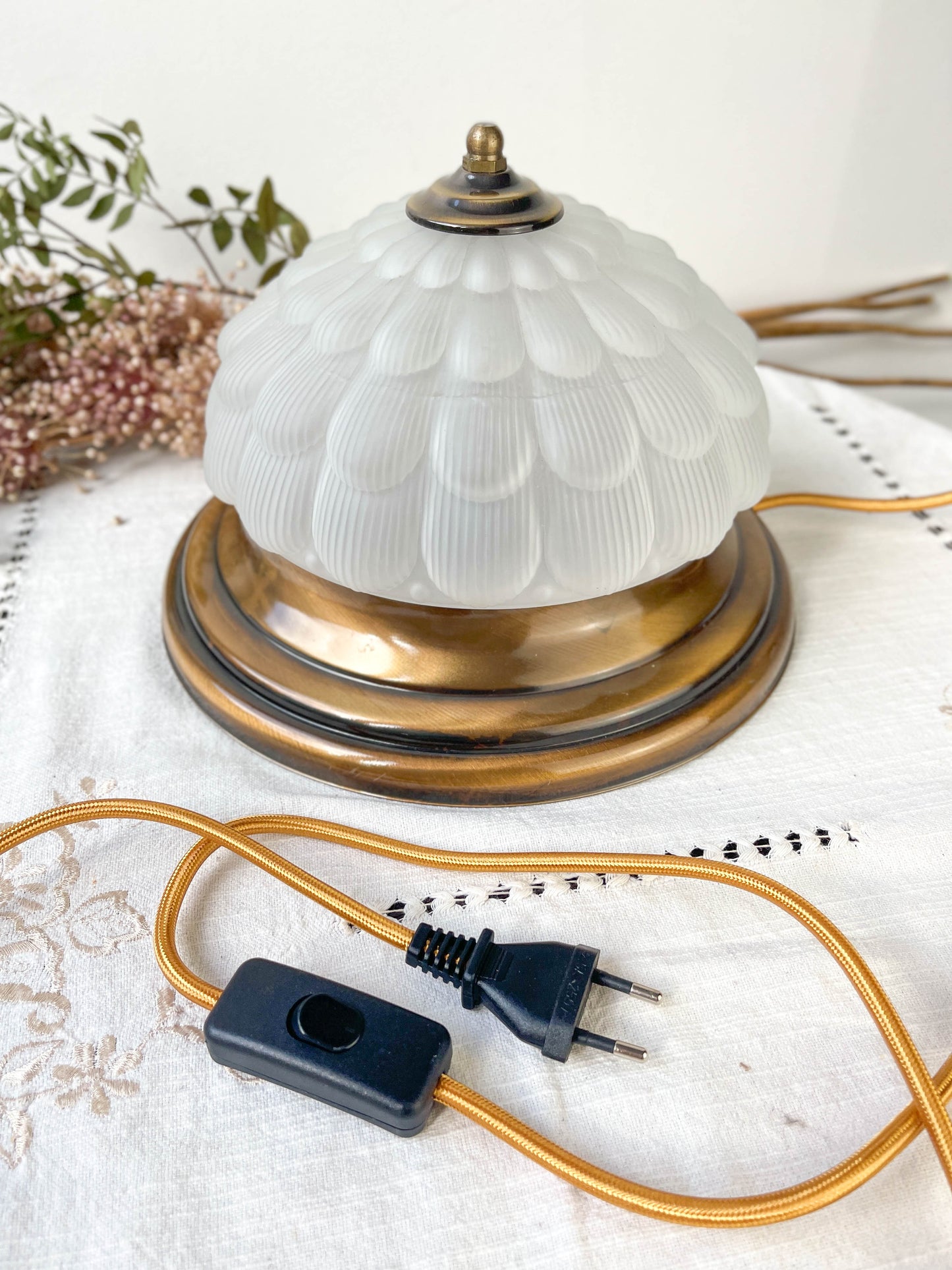 Vintage Globe table lamp in old glass