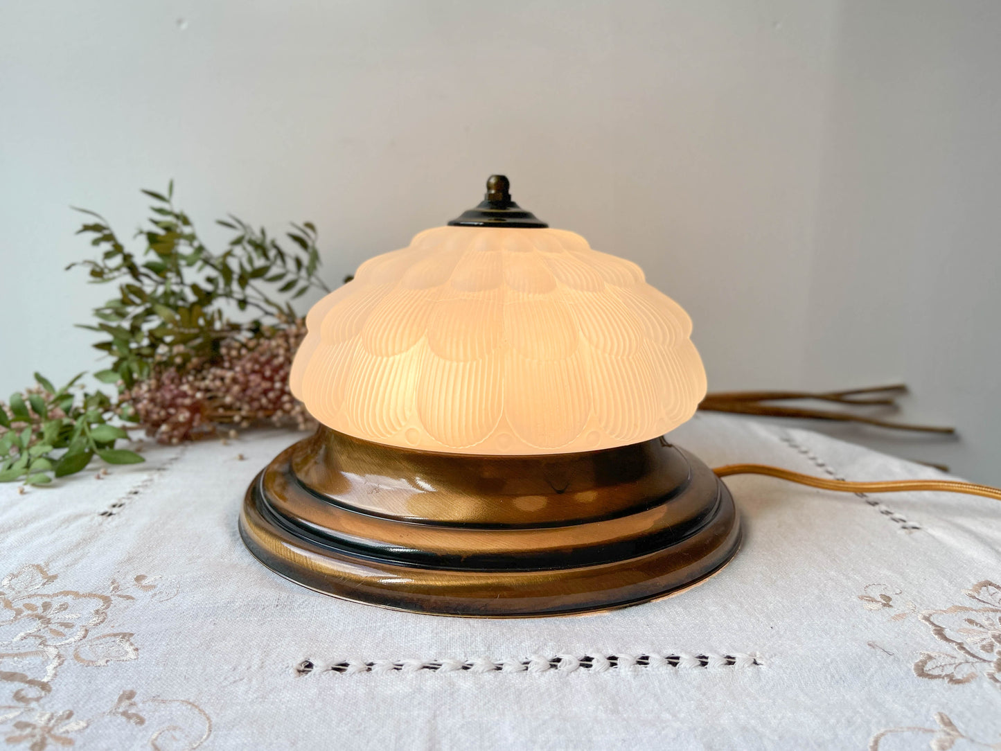 Vintage Globe table lamp in old glass