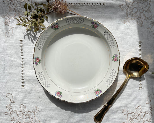 Plat creux vintage en faïence fleurie MOULIN DES LOUPS modèle "Cordoue"