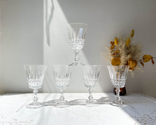 5 Cristal D'Arques water glasses, TUILERIES model