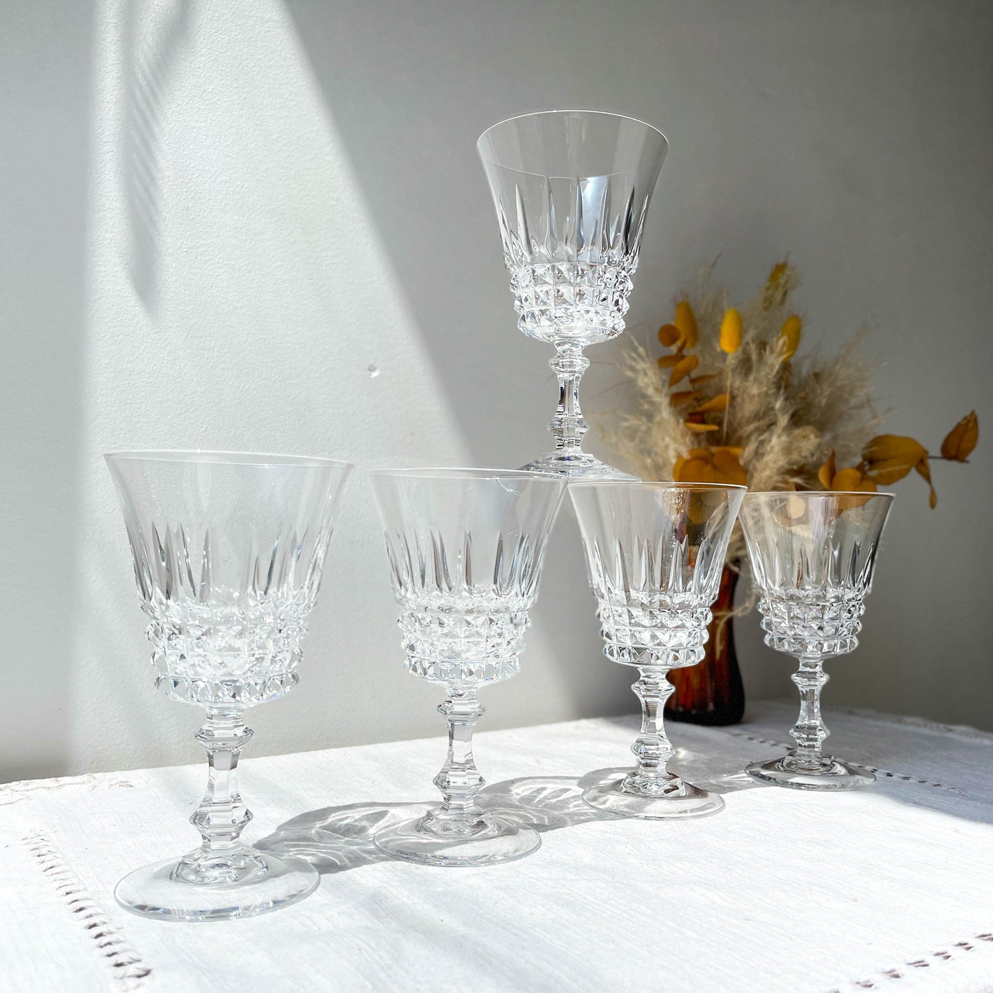 5 Cristal D'Arques water glasses, TUILERIES model