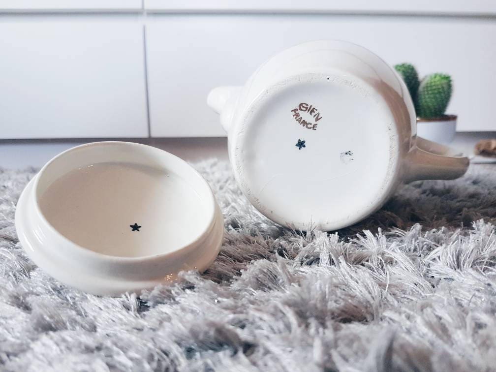Théière en porcelaine blanche doré Gien - violn.fr