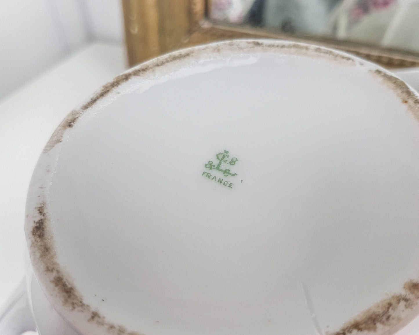 White porcelain tea set with floral pattern