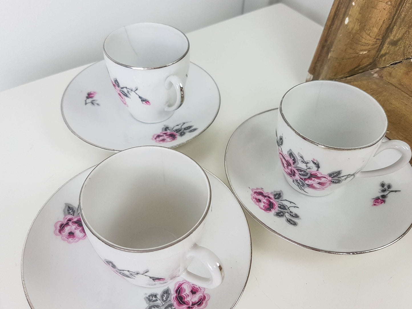 White porcelain tea set with floral pattern