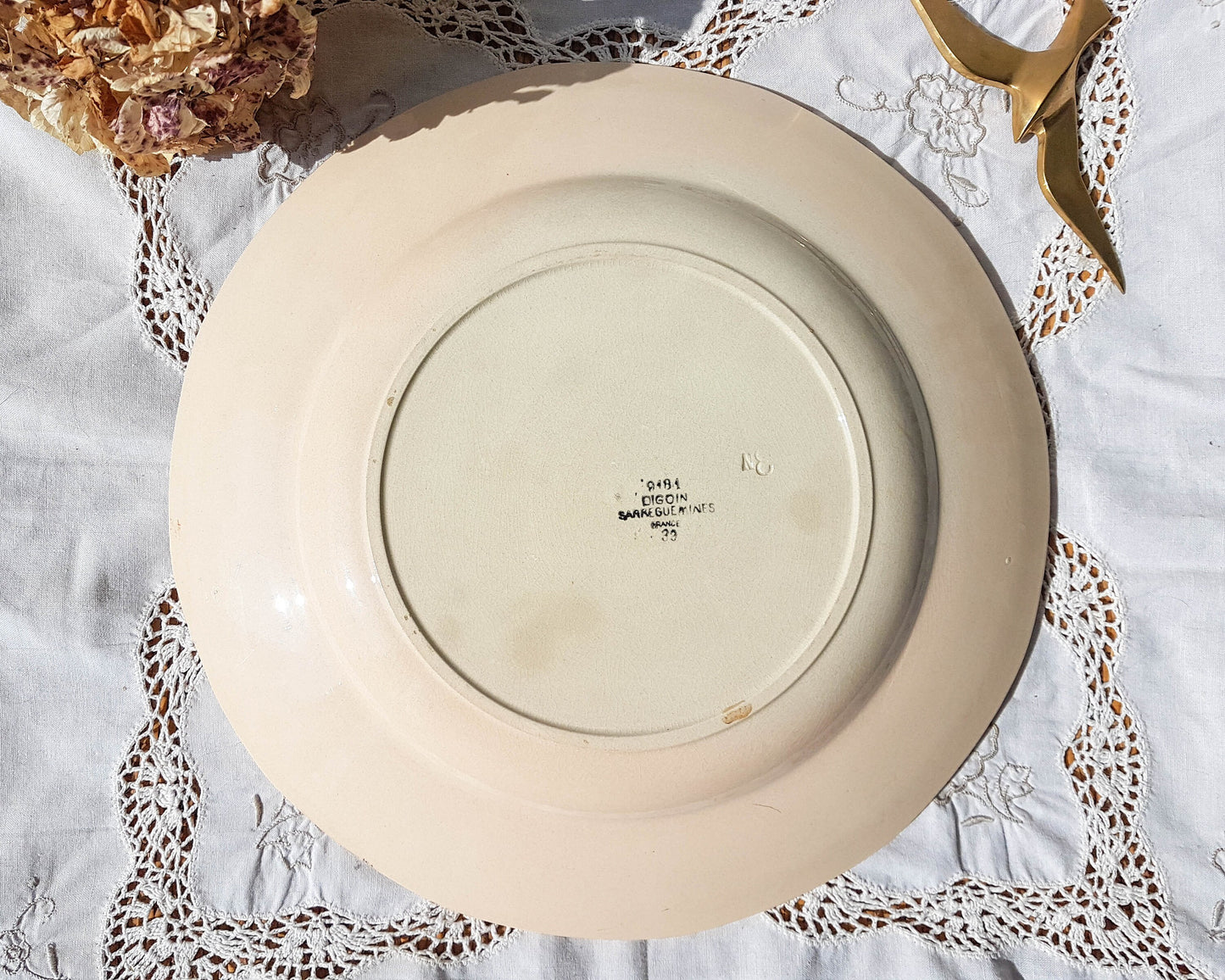 Digoin Sarreguemines pink pattern dish