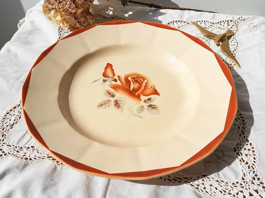 Digoin Sarreguemines pink pattern dish