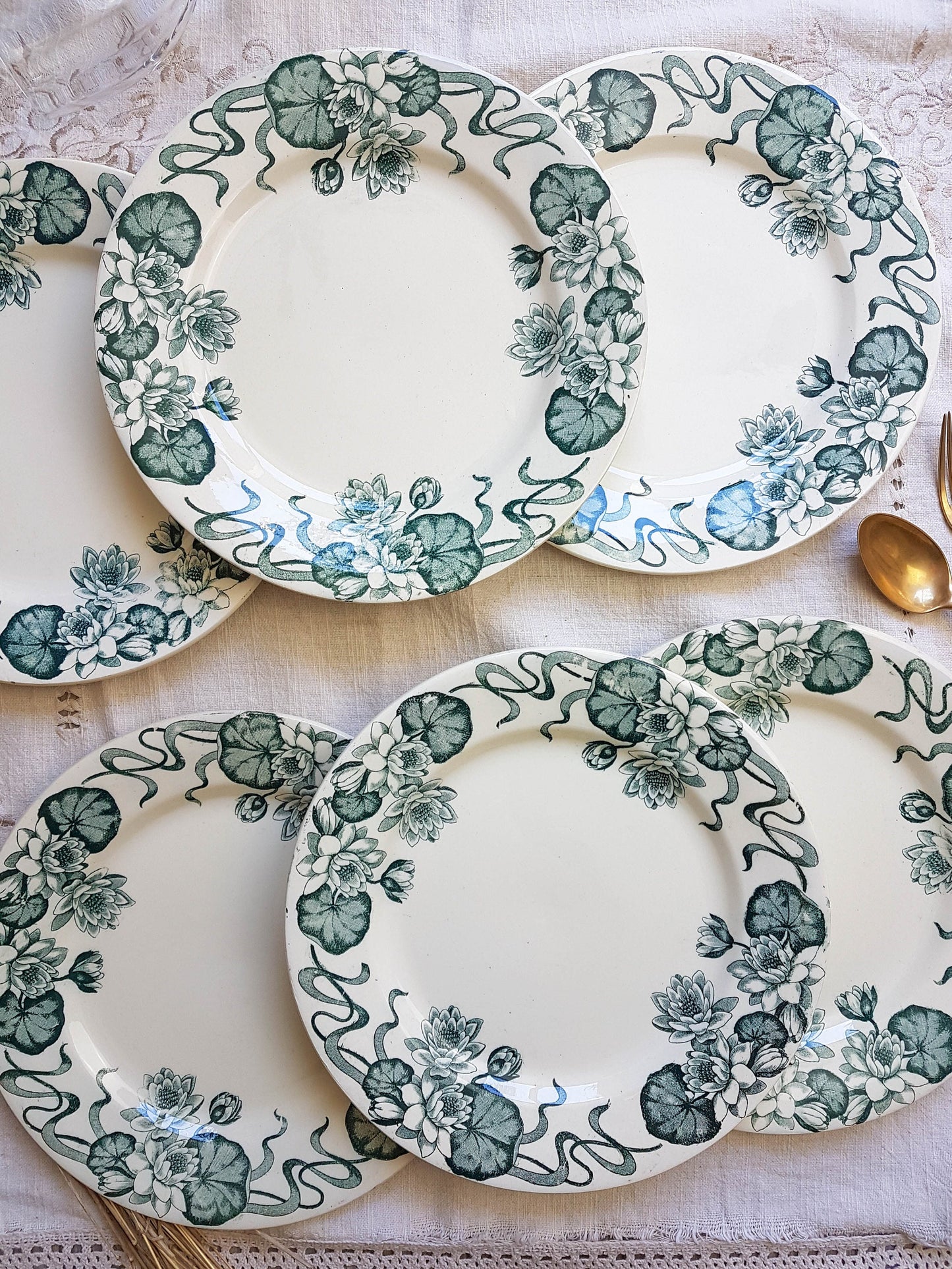 6 Assiettes plates Terre de Fer Salins modèle NENUPHAR - violn.fr