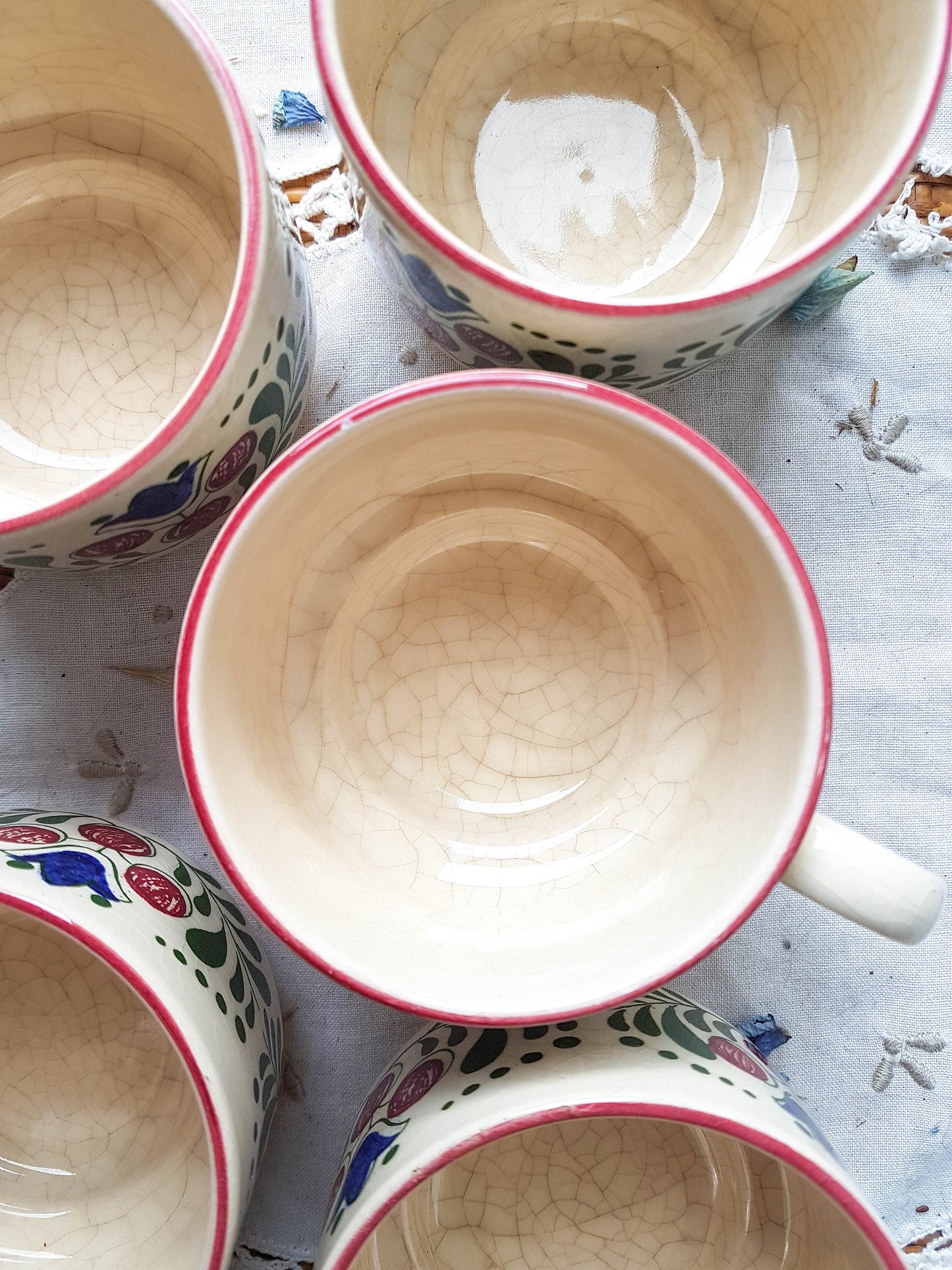 Service à café 5 personnes en faïence artisanale vintage - violn.fr