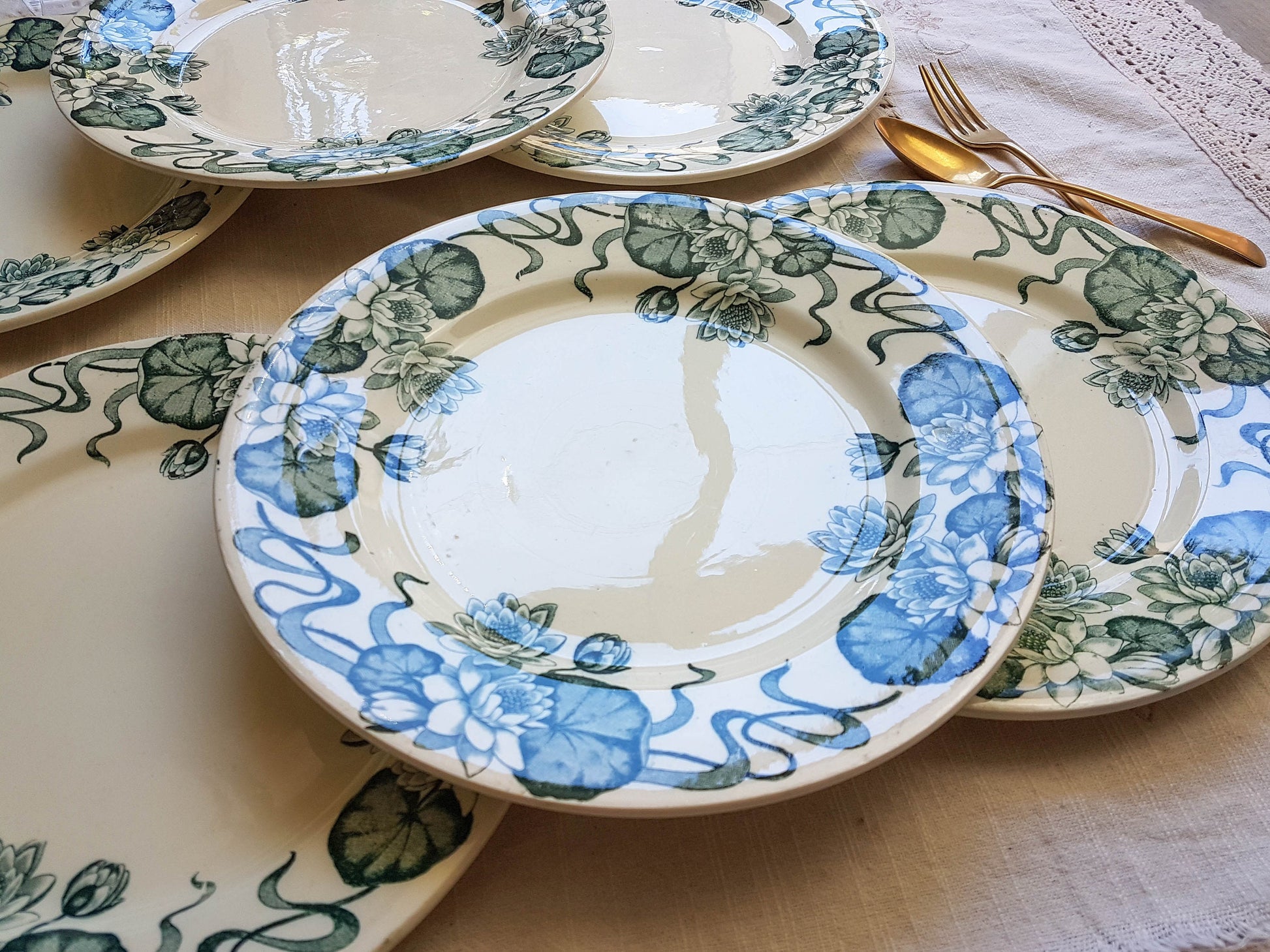 6 Assiettes plates Terre de Fer Salins modèle NENUPHAR - violn.fr