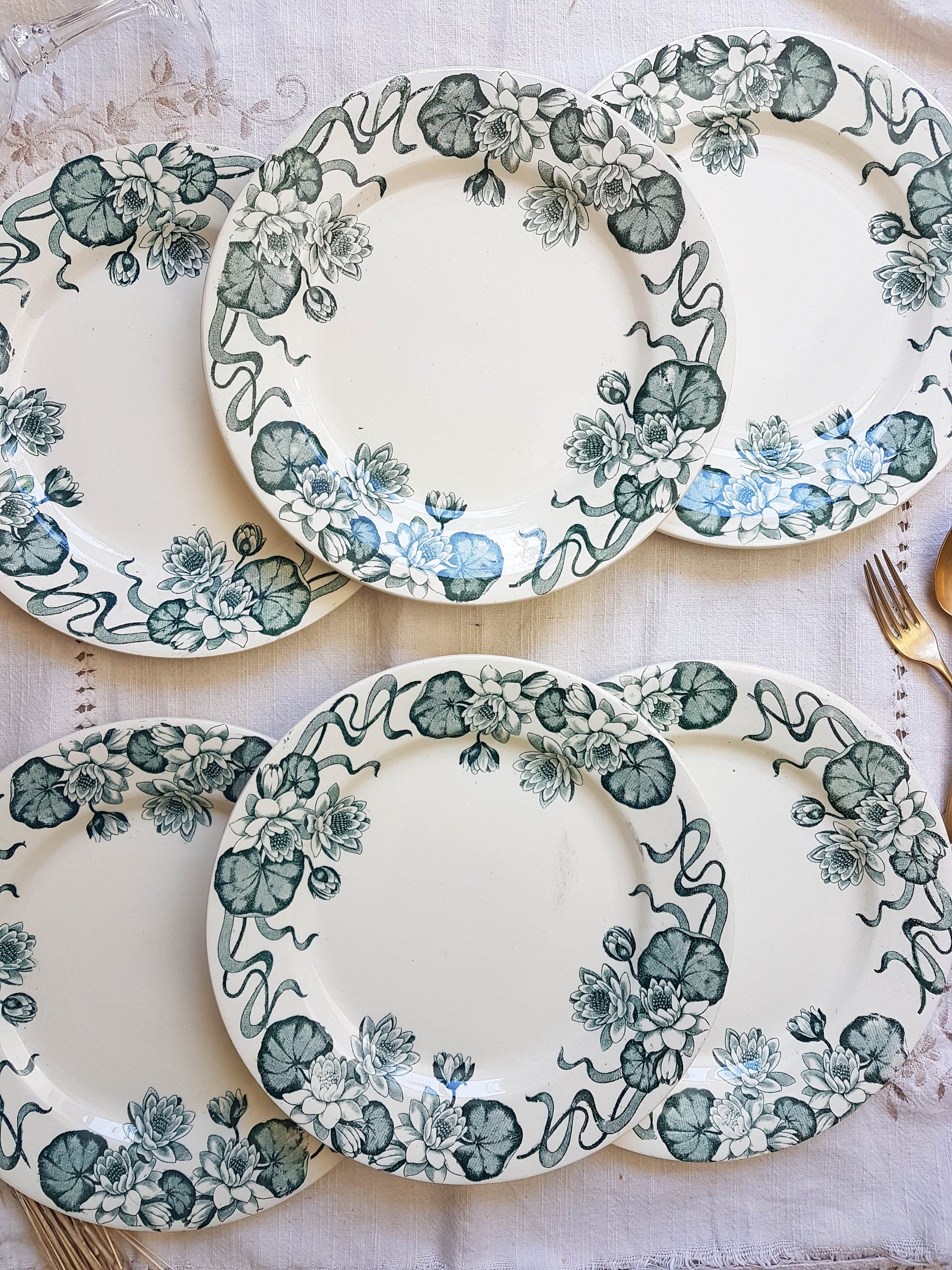 6 Assiettes plates Terre de Fer Salins modèle NENUPHAR - violn.fr