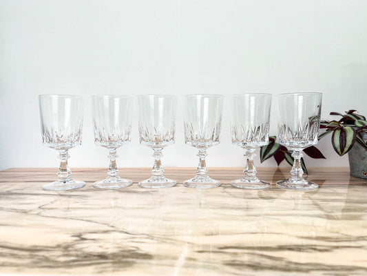 6 Cristal D'Arques Louvre model red wine glasses