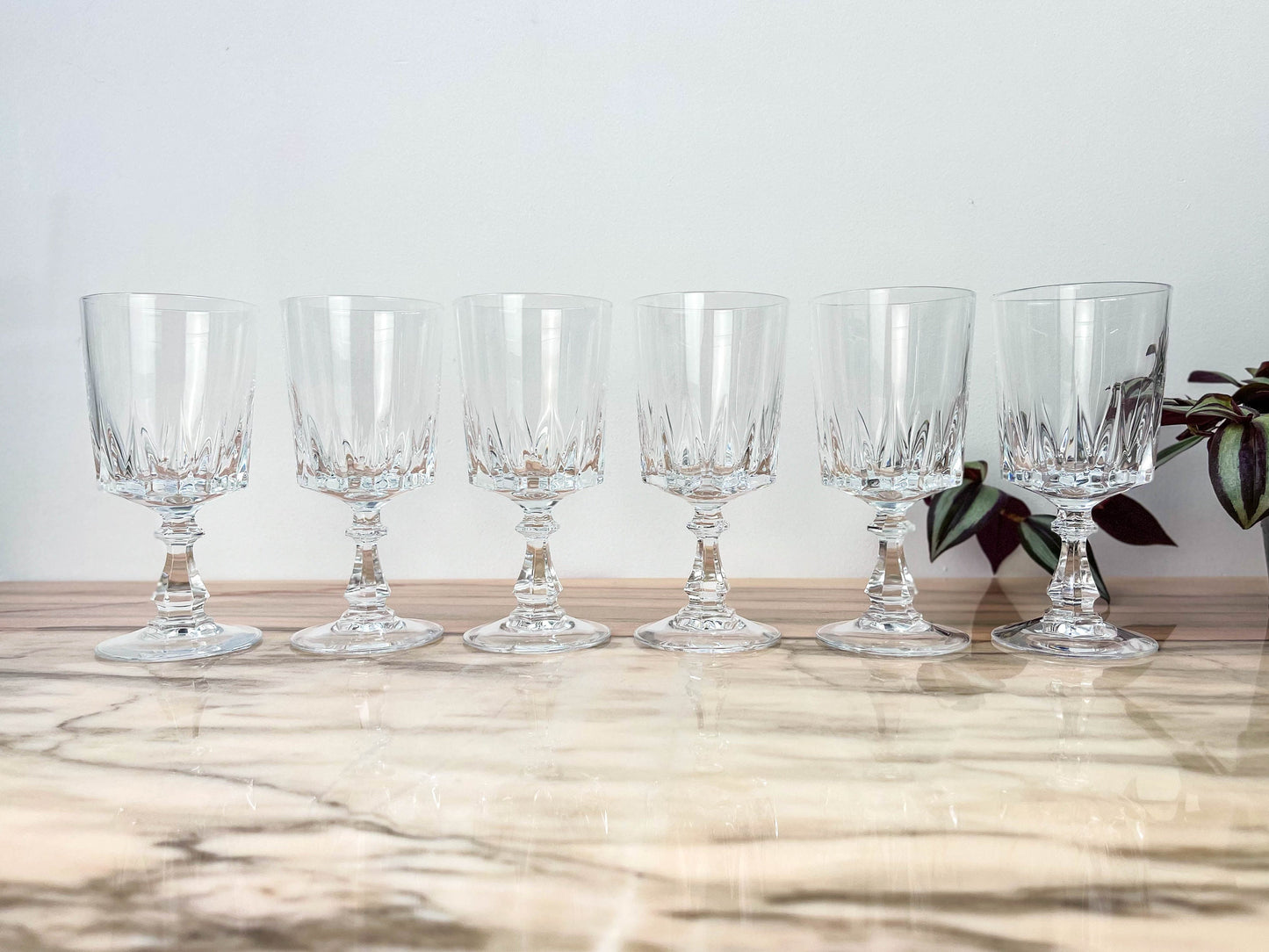 6 Cristal D'Arques Louvre model red wine glasses