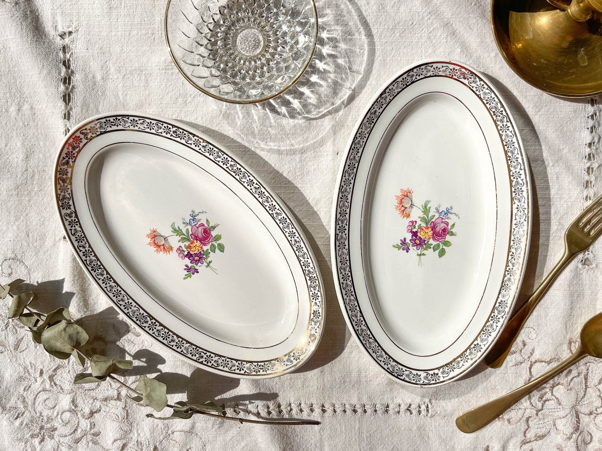 2 Raviers CERANORD EVE en porcelaine motif fleuris - violn.fr