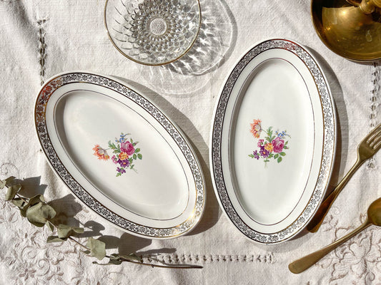 2 Raviers CERANORD EVE en porcelaine motif fleuris - violn.fr