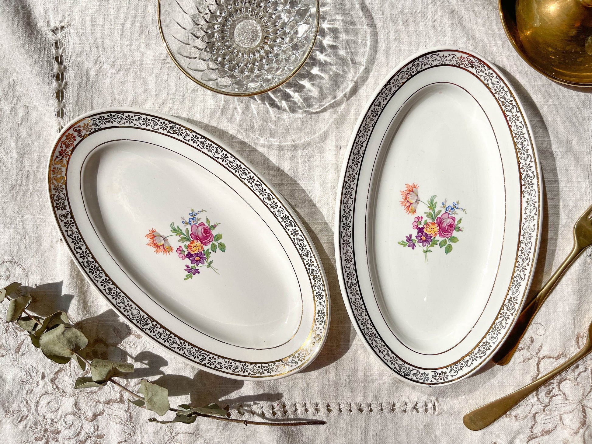 2 Raviers CERANORD EVE en porcelaine motif fleuris - violn.fr