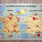 Carte Scolaire plastifiée "LA POPULATION DE FRANCE" des Edition M.D.I année 1984 Made in France - violn.fr