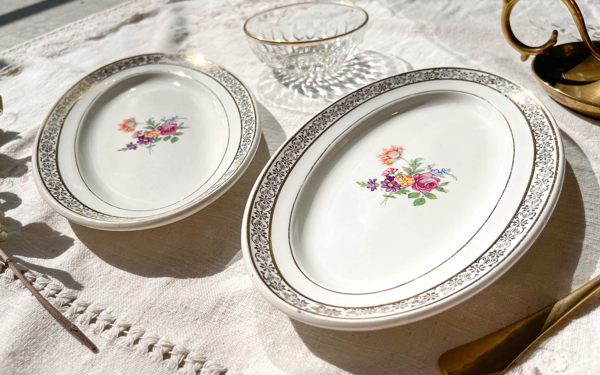 2 Raviers CERANORD EVE en porcelaine motif fleuris - violn.fr