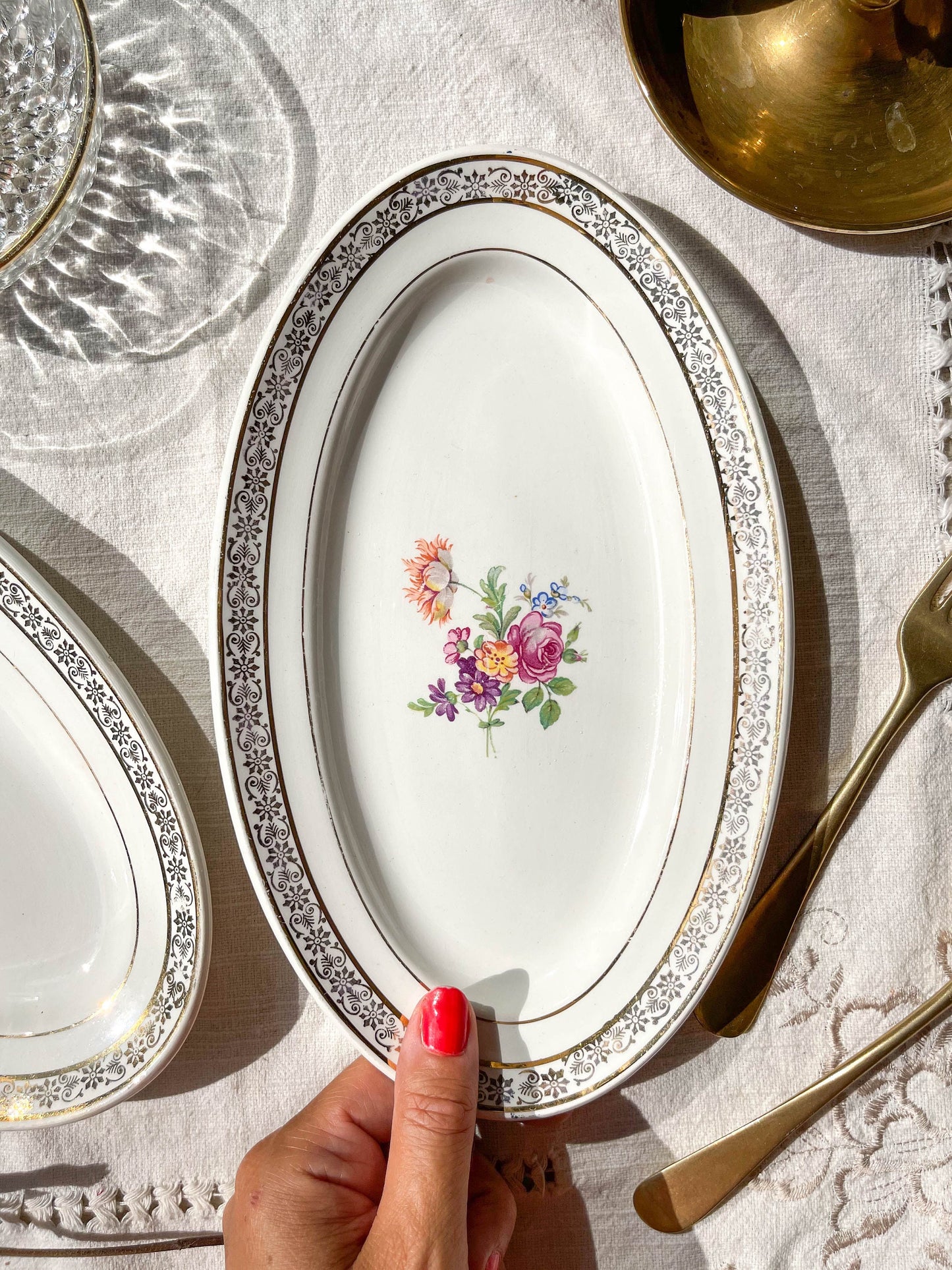2 Raviers CERANORD EVE en porcelaine motif fleuris - violn.fr