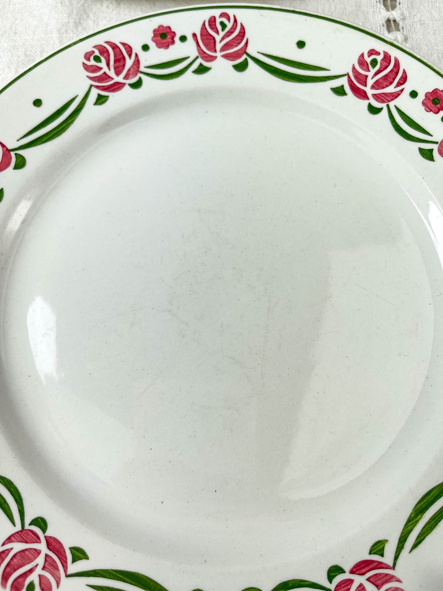 5 Assiettes plates DIGOIN SARREGUEMINES modèle MARIETTE rouge et vert - violn.fr