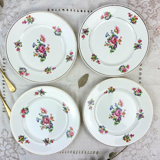 4 Small plates Terre de fer SALINS model ANNY floral pattern