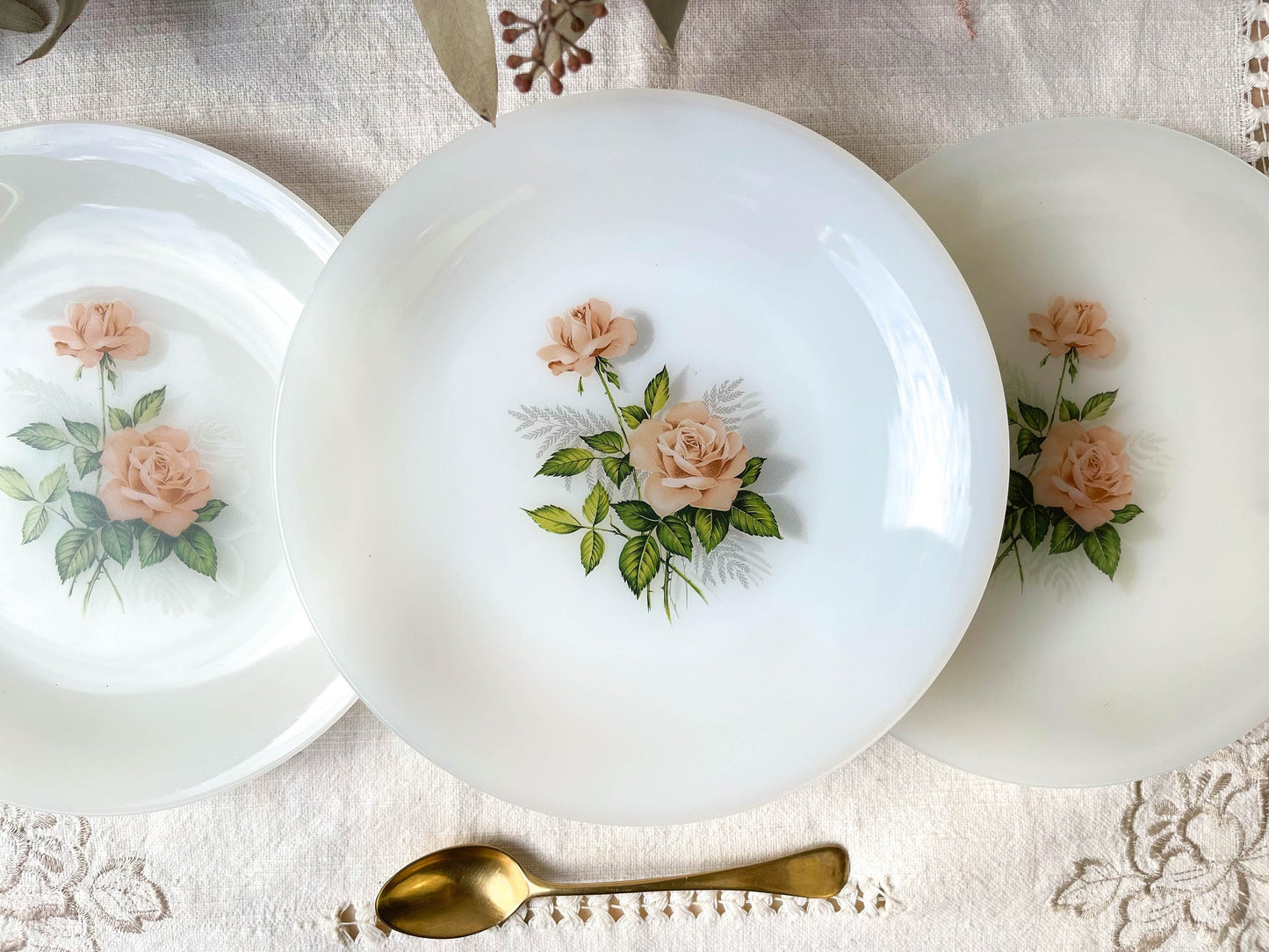 3 Petites assiettes ARCOPAL fleuris - violn.fr