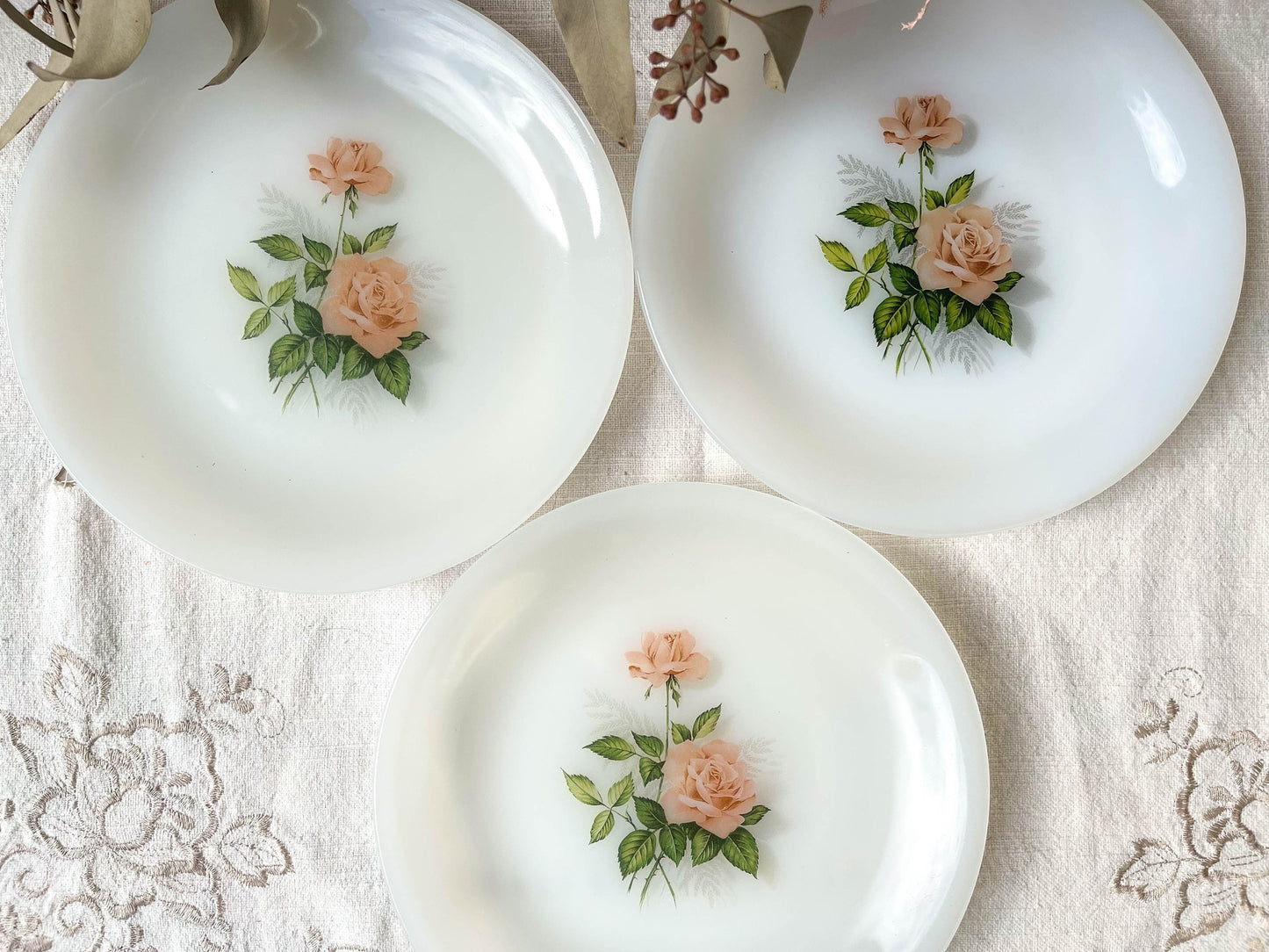 3 Petites assiettes ARCOPAL fleuris - violn.fr