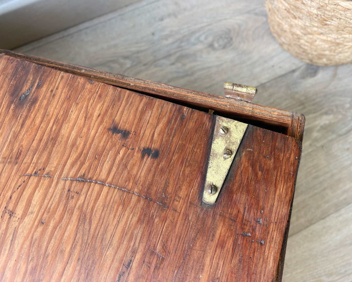 Vintage industrial style wooden locker crate