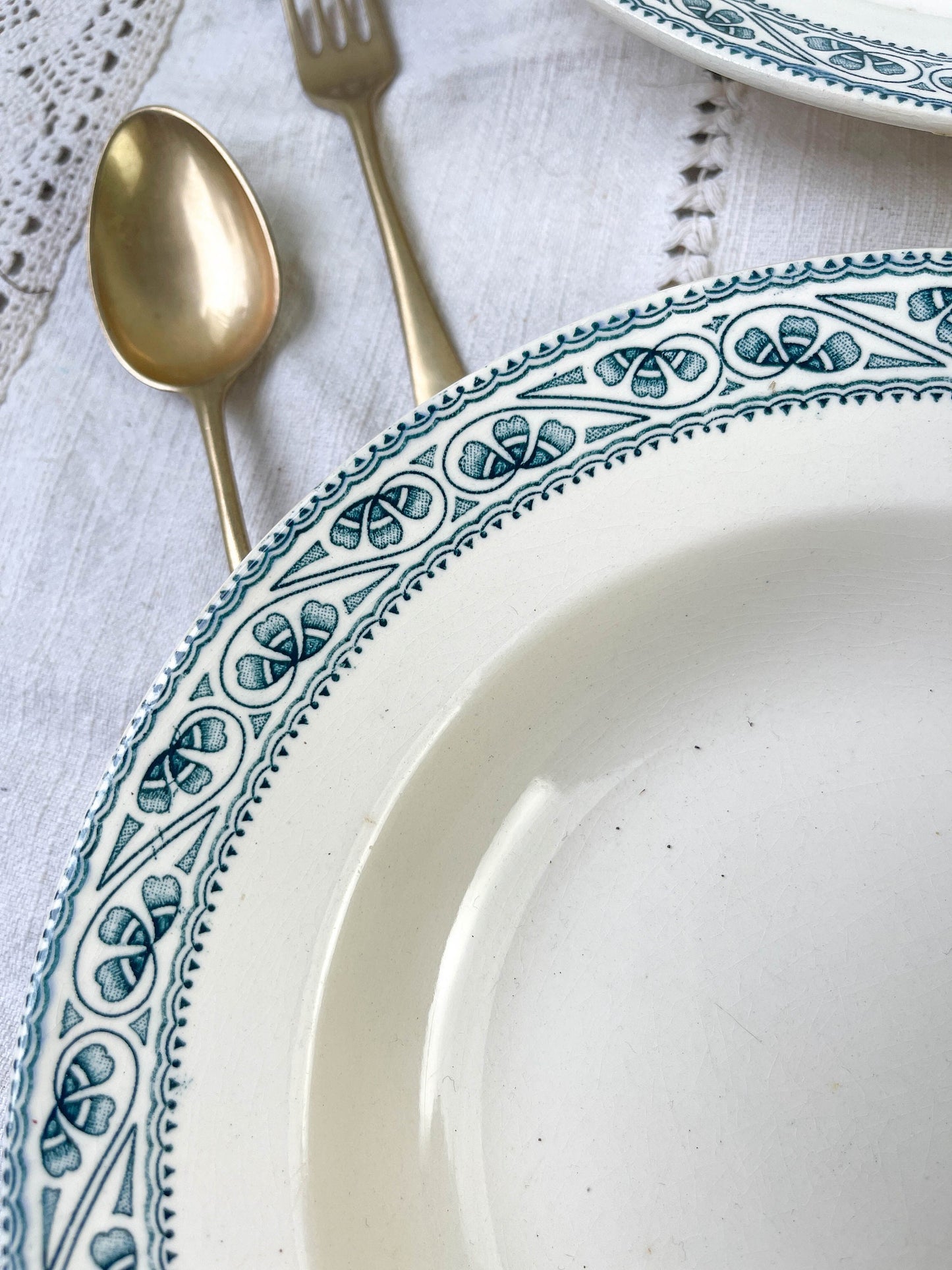 6 BOULENGER blue Terre de Fer deep plates, Champigny model
