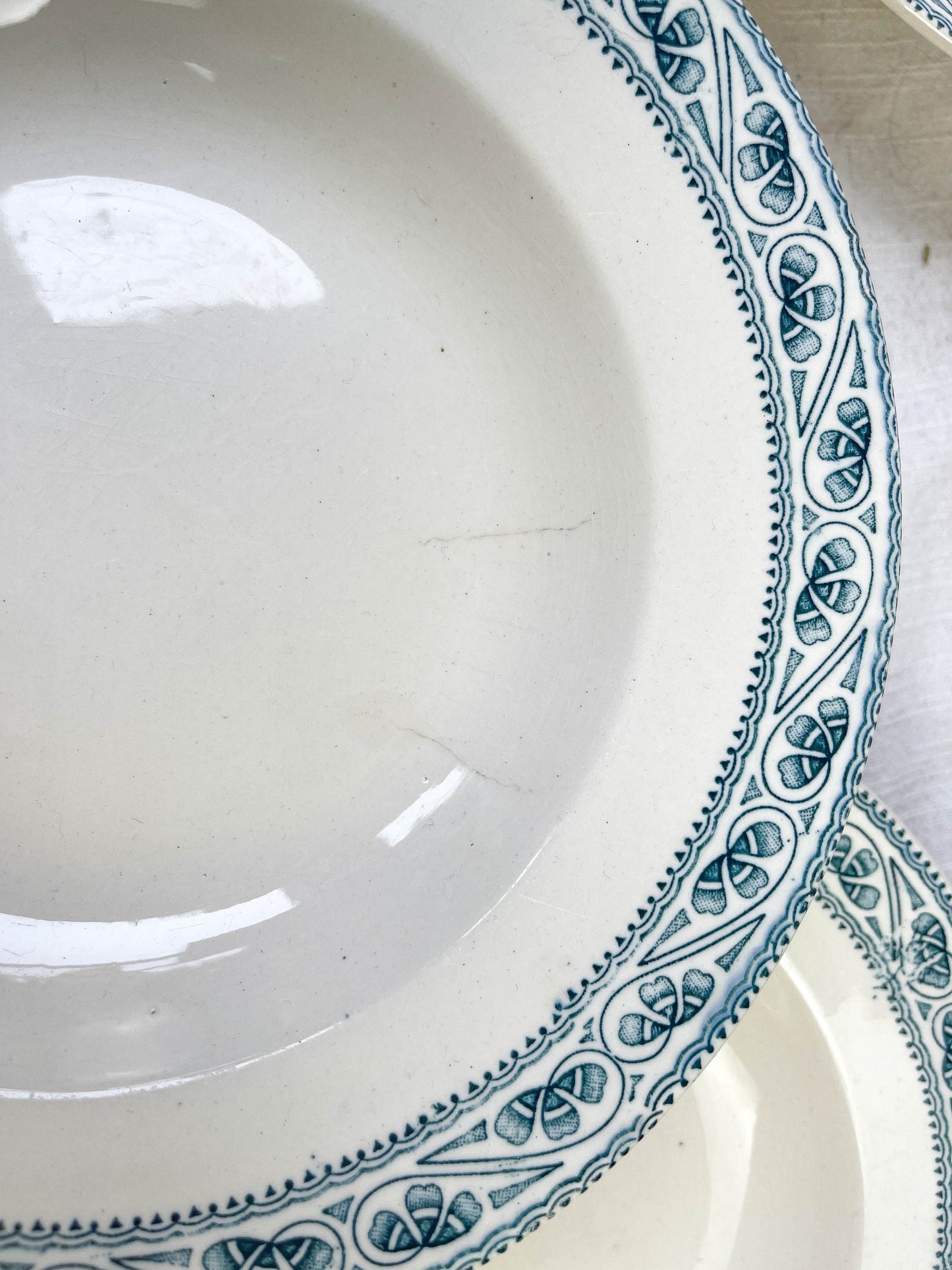 6 BOULENGER blue Terre de Fer deep plates, Champigny model