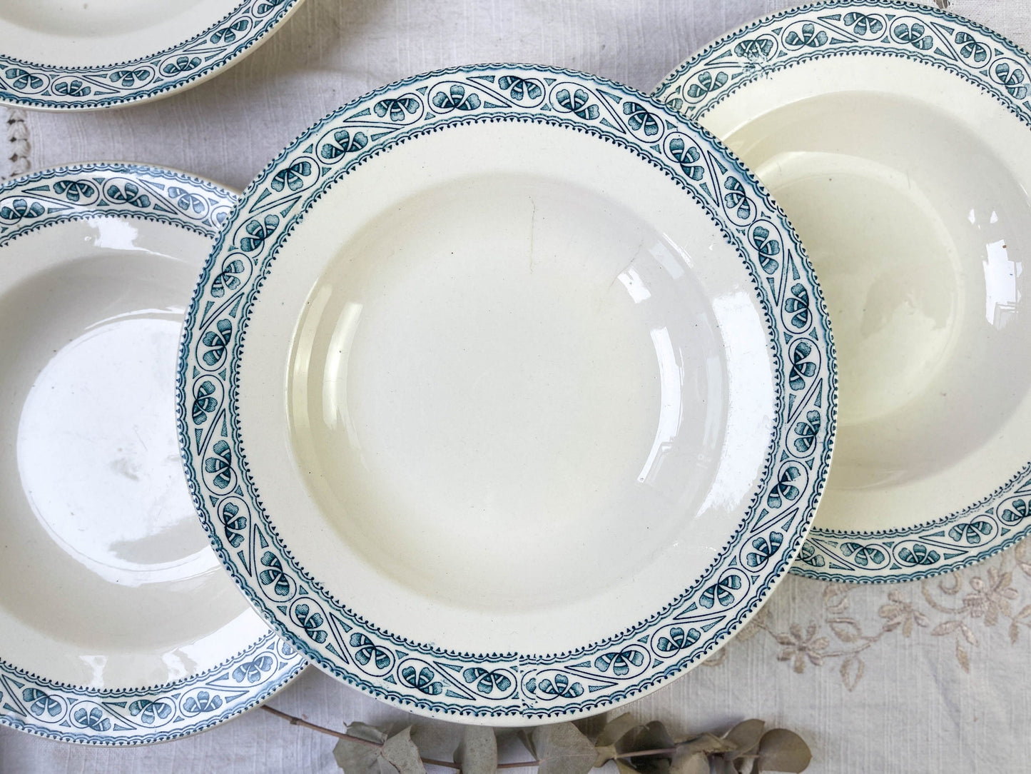 6 BOULENGER blue Terre de Fer deep plates, Champigny model