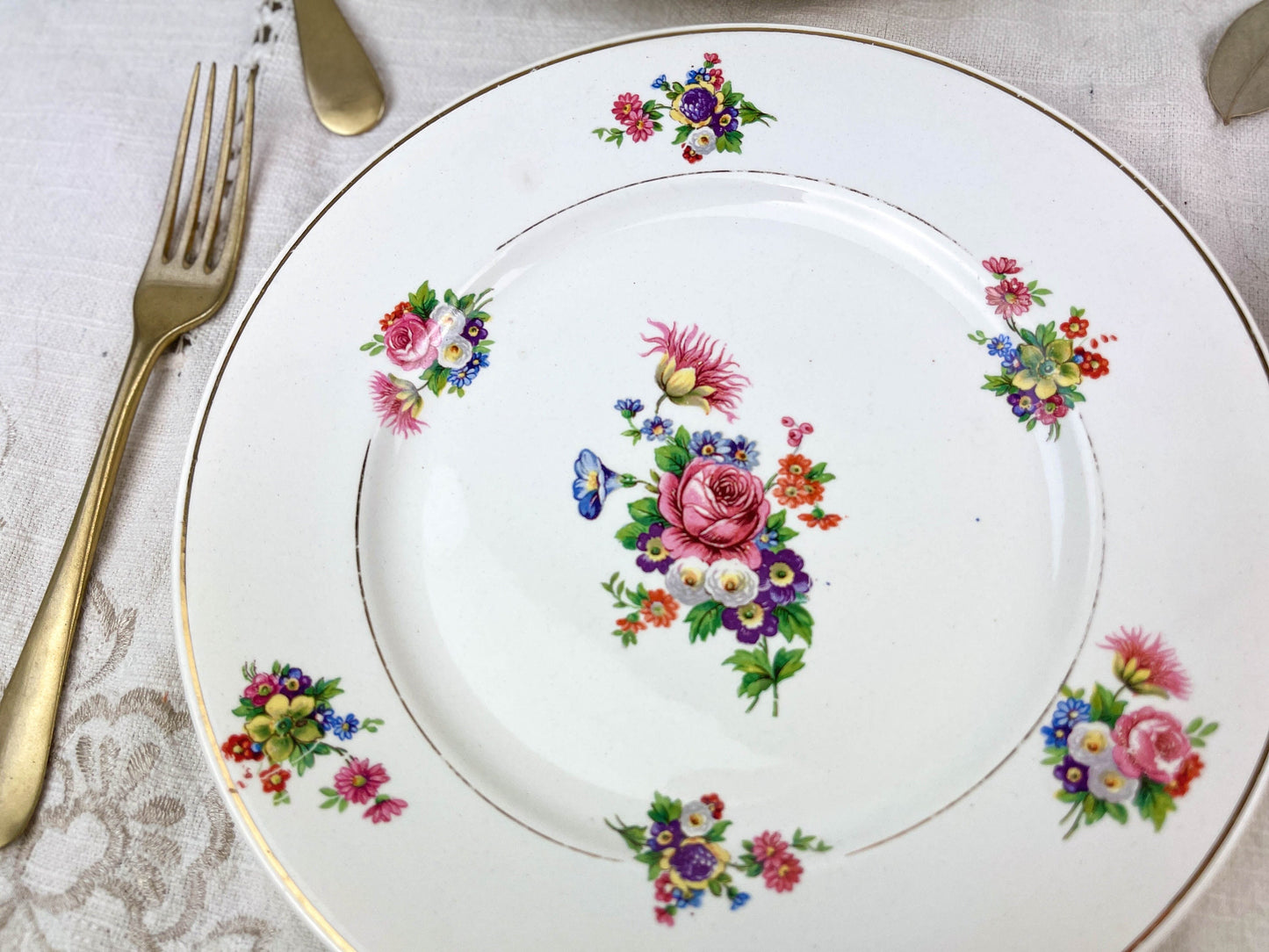 4 Small plates Terre de fer SALINS model ANNY floral pattern