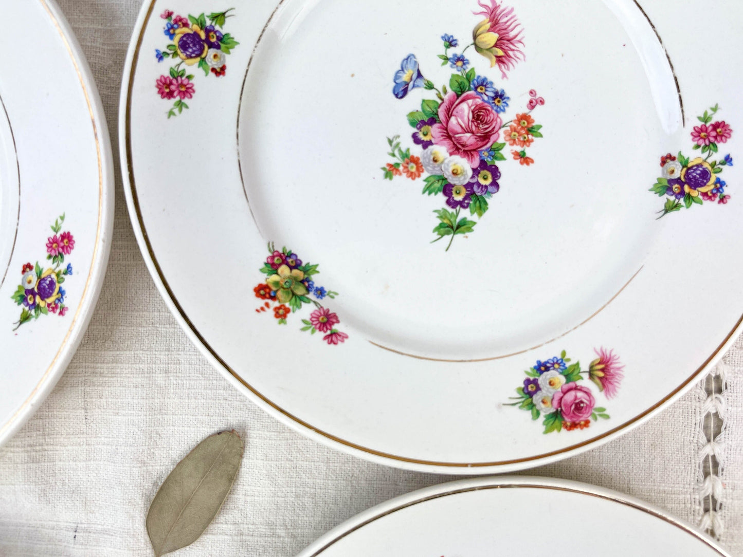 4 Small plates Terre de fer SALINS model ANNY floral pattern