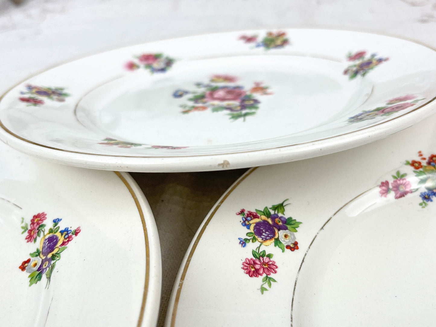 4 Small plates Terre de fer SALINS model ANNY floral pattern
