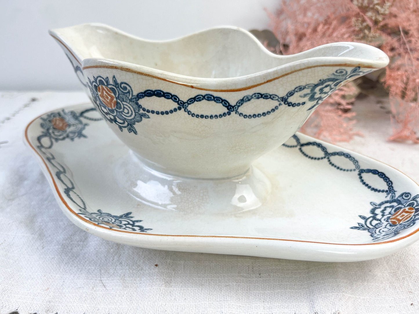 Saucière Terre de fer bleu orange Made in France