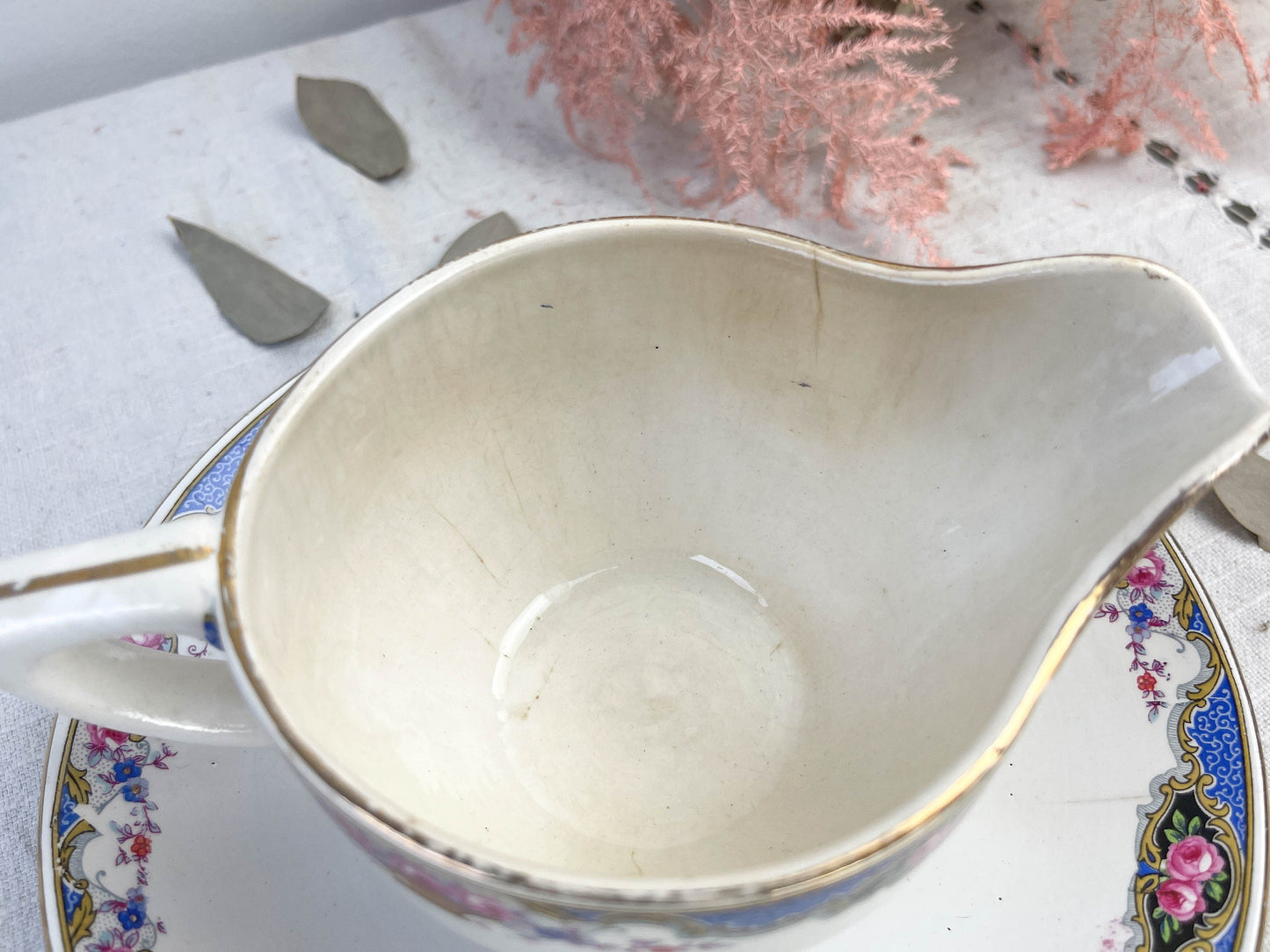 DIGOIN porcelain sauce boat, 1950