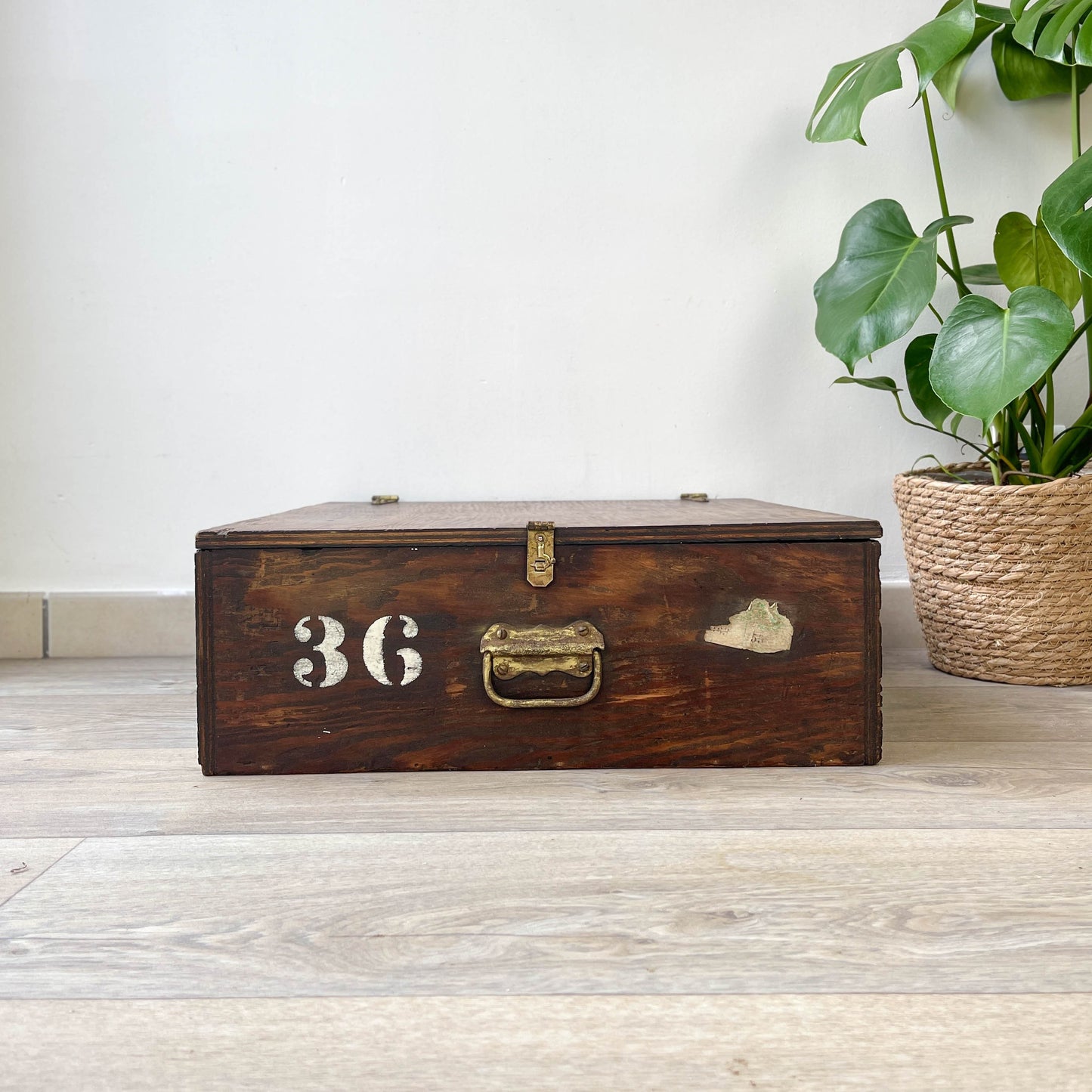 Vintage industrial style wooden locker crate