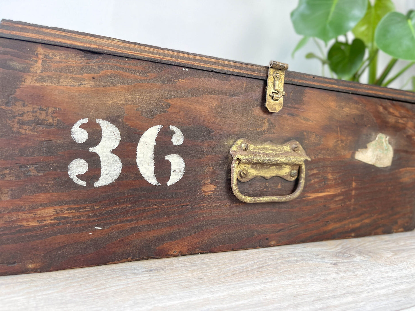 Vintage industrial style wooden locker crate