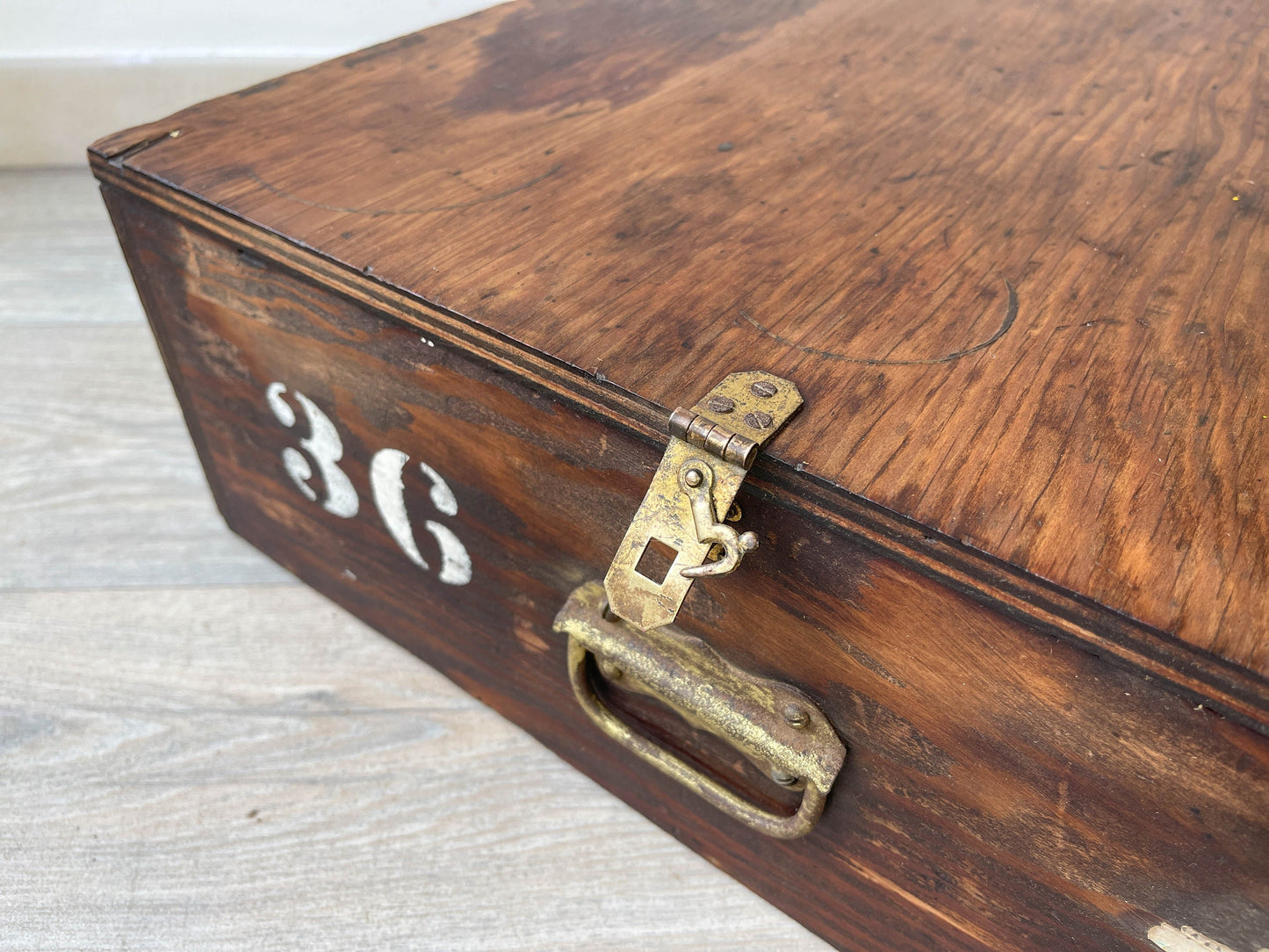 Vintage industrial style wooden locker crate