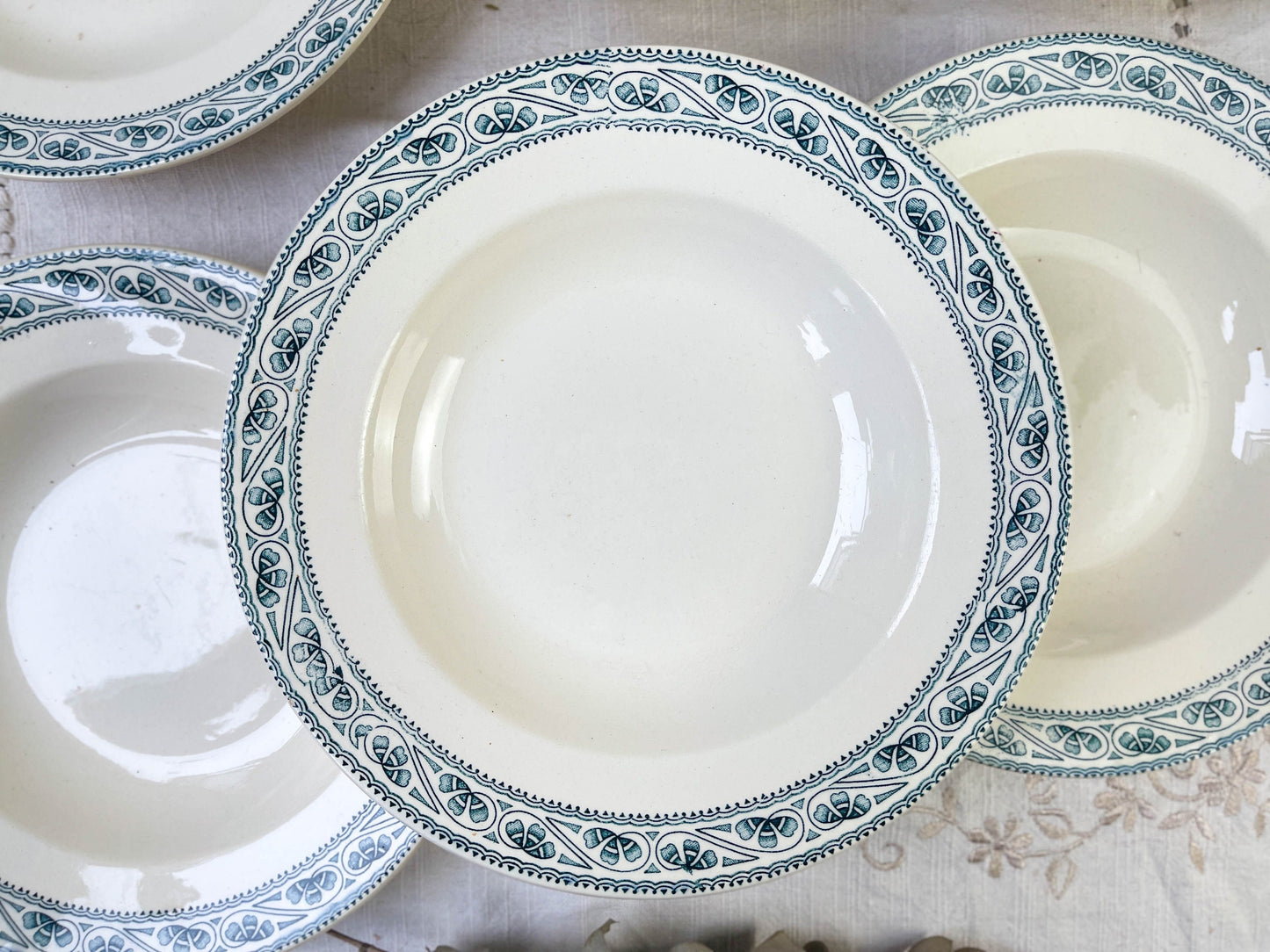 6 BOULENGER blue Terre de Fer deep plates, Champigny model
