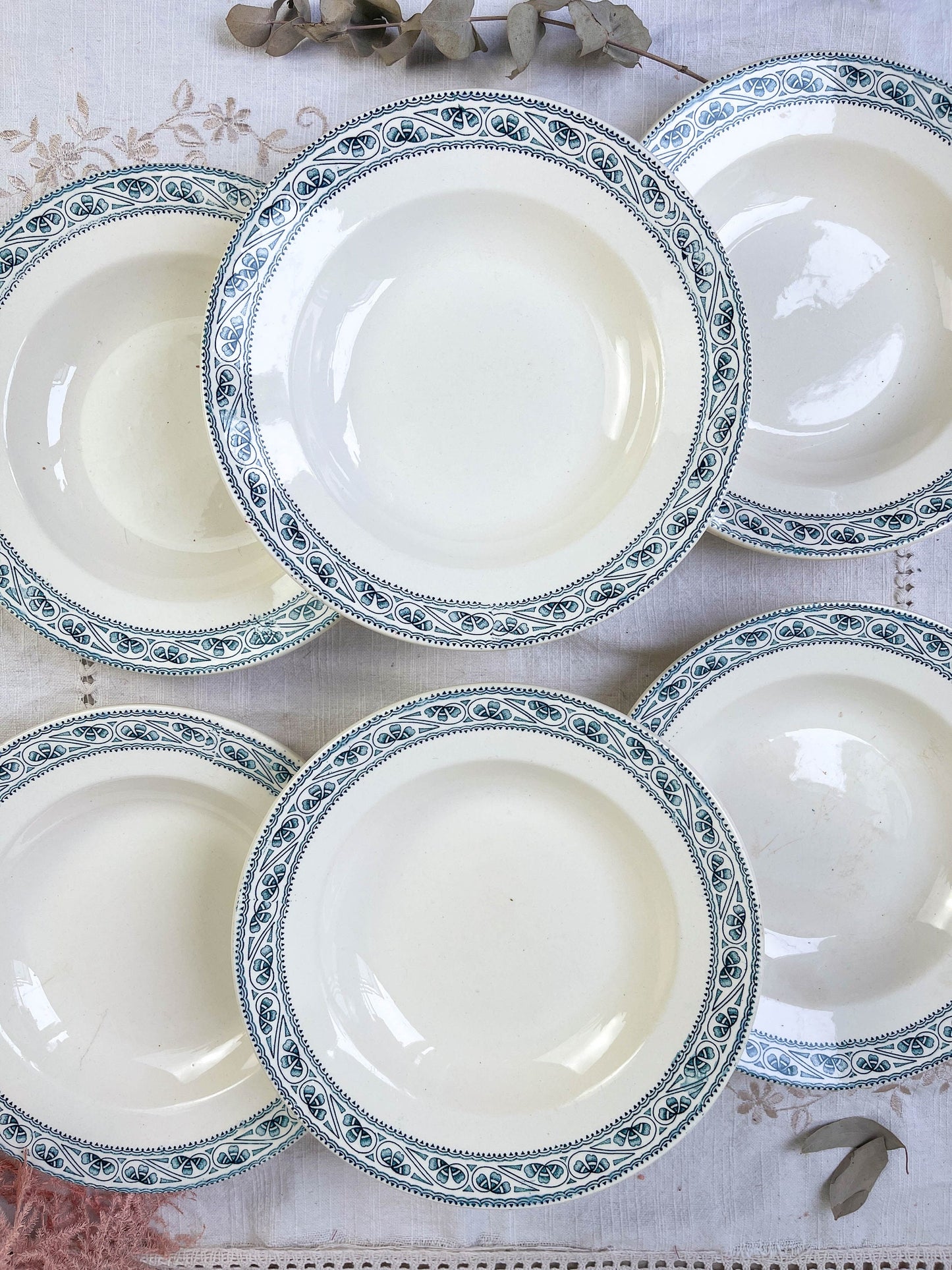 6 BOULENGER blue Terre de Fer deep plates, Champigny model