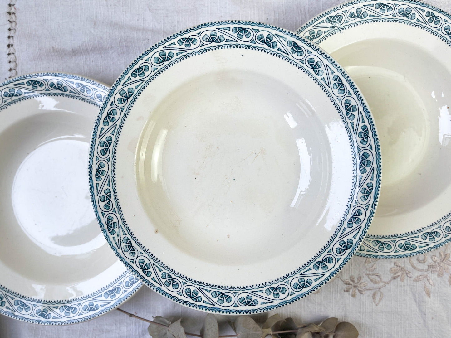 6 BOULENGER blue Terre de Fer deep plates, Champigny model