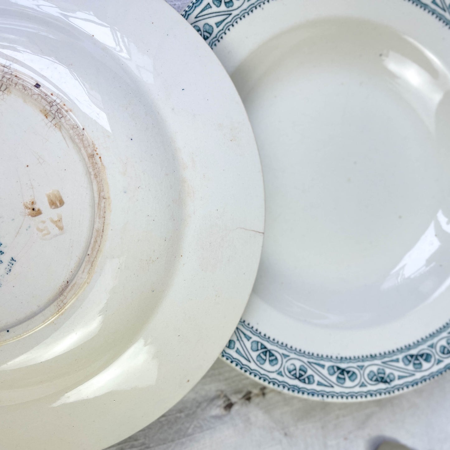 6 BOULENGER blue Terre de Fer deep plates, Champigny model