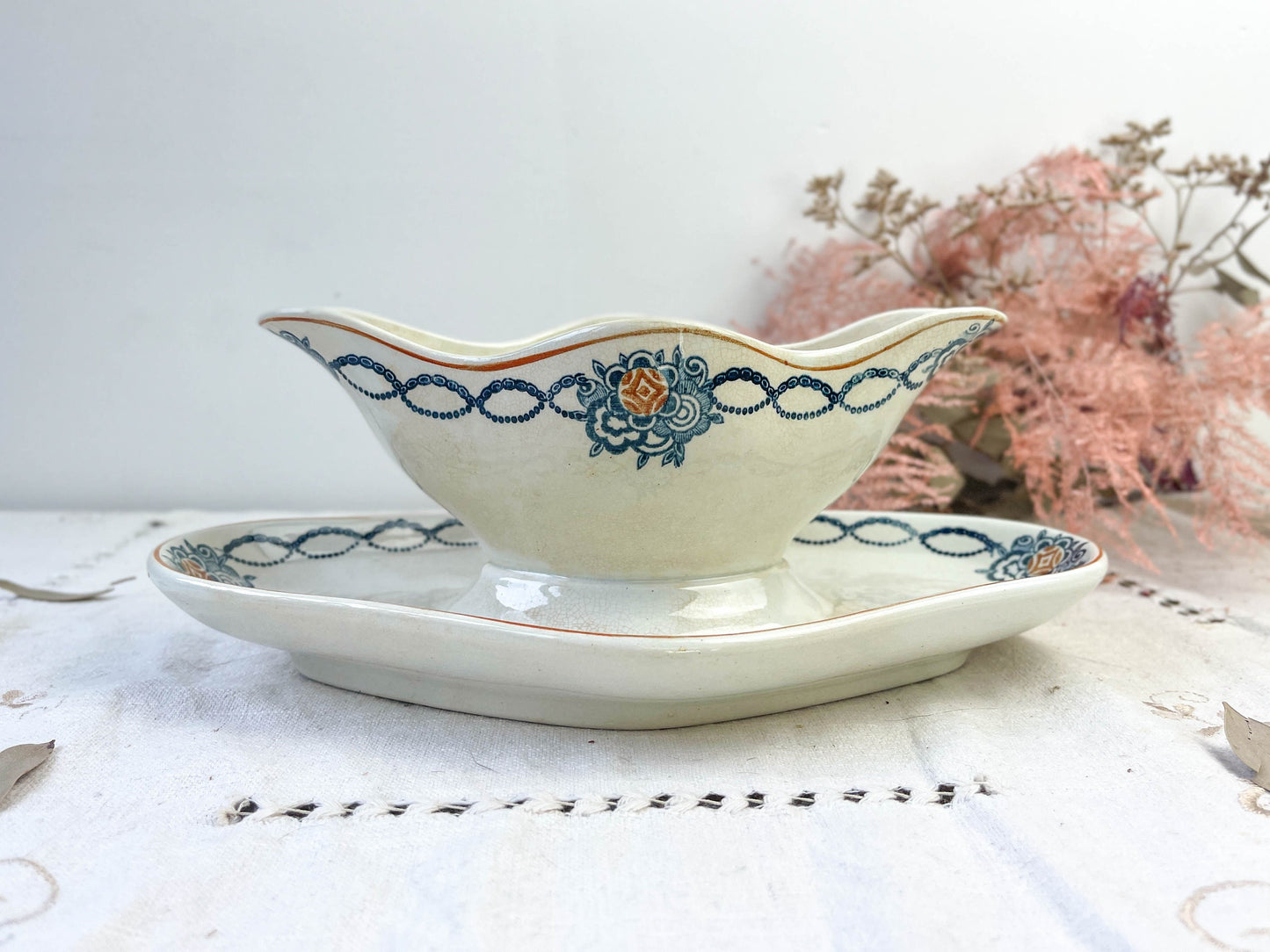 Saucière Terre de fer bleu orange Made in France