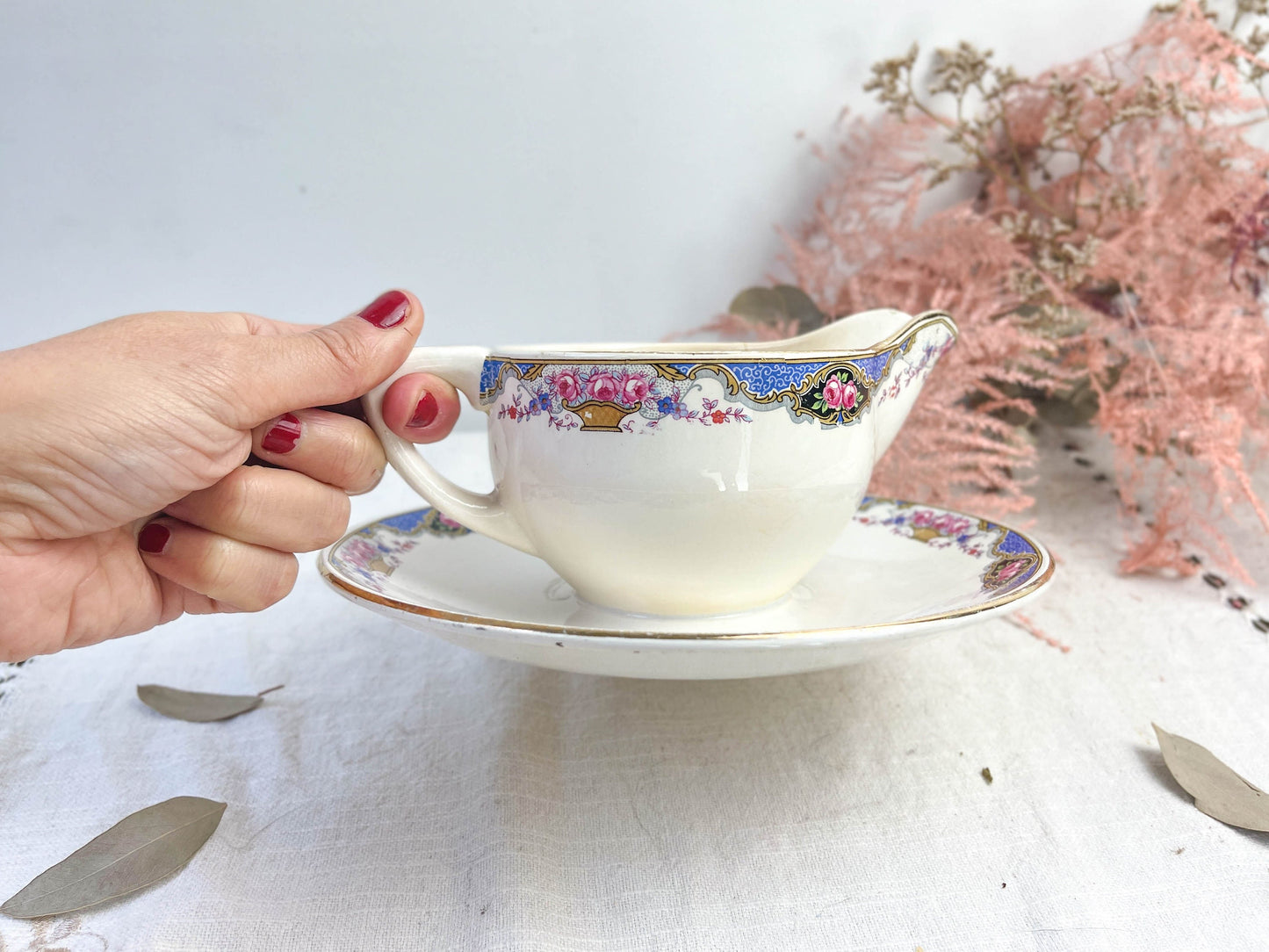 DIGOIN porcelain sauce boat, 1950
