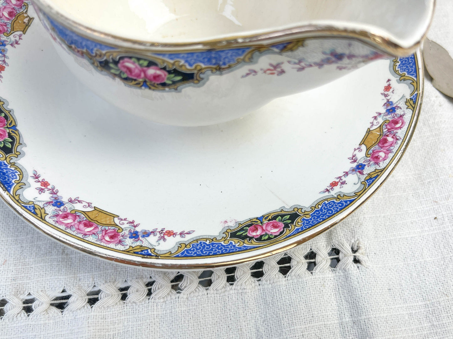 DIGOIN porcelain sauce boat, 1950