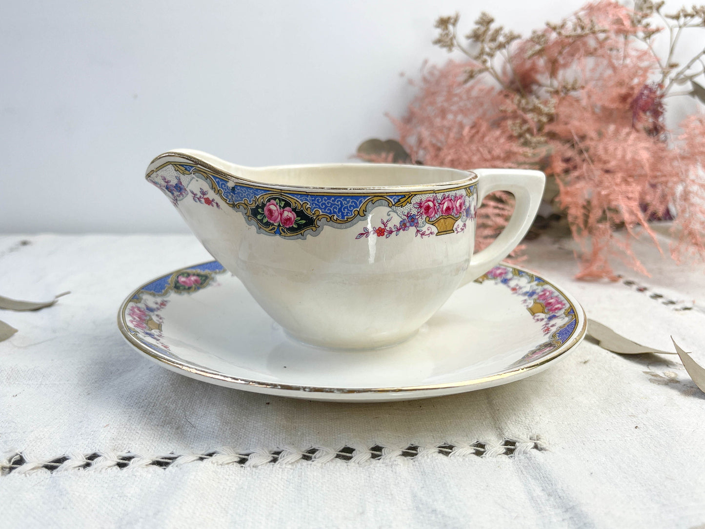 DIGOIN porcelain sauce boat, 1950