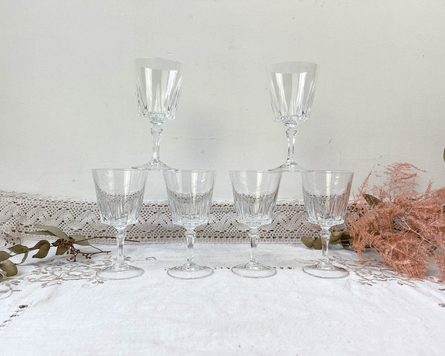6 Cristal D'Arques white wine glasses VERSAILLES model